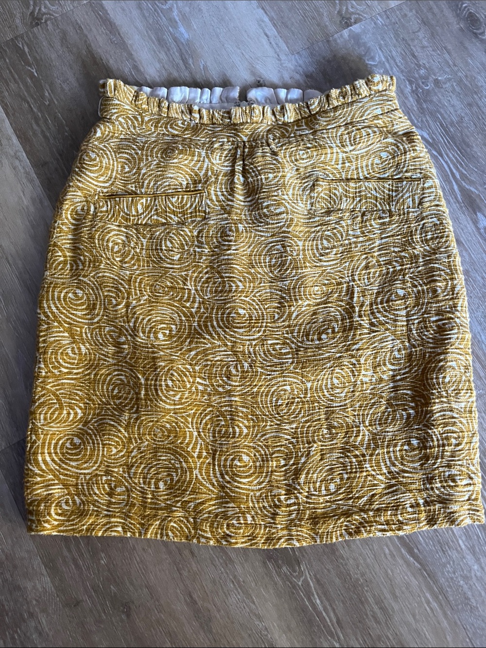 elevenses by Anthropologie Mustard Yellow  Skirt with Swirl Texture